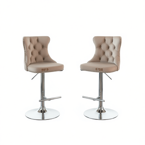 DB A&A Furniture Modern Upholstered Chrome Base Bar <b>Stools</b> Swivel <b>Adjustable</b> 25-33 Inch Farmhouse Style - Product Image 1