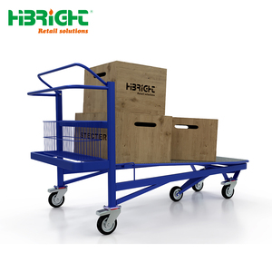 Heavy Duty Supermarket Stock Picking <b>Trolley</b> Steel <b>Platform</b> Hand Truck with Industrial Casters for Warehouse Logistics - Product Image 3