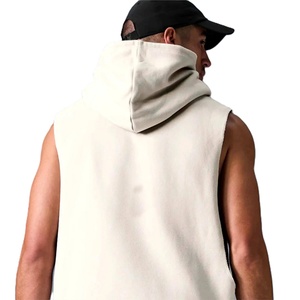 Wholesale Men Workout Hoodies Custom Logo Streetwear <b>Sleeveless</b> Hoodies Solid Color Fleece <b>Sleeveless</b> Pullover <b>Hoodie</b> Men - Product Image 6