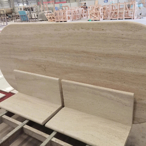 Table ovale en travertin poli blanc de style moderne TMZ OEM/ODM, Turquie, taille et épaisseur personnalisées, projets hôteliers - Product Image 4