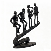 Sculptures en fonte de groupe de jazz, figurine abstraite de saxophoniste, art musical moderne, musicien pour la décoration de la maison, bar, bureau, ornement