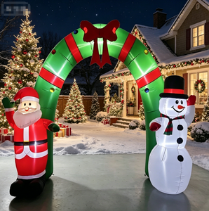 Arche gonflable <span class=keywords><strong>de</strong></span> Noël illuminée <span class=keywords><strong>de</strong></span> 9 pieds avec Père Noël et bonhomme <span class=keywords><strong>de</strong></span> neige, lumières LED intégrées, pour la décoration <span class=keywords><strong>de</strong></span> fête <span class=keywords><strong>de</strong></span> Noël en extérieur - Product Image 2