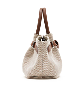 Bolso bandolera de hombro de lino y cuero de algodón de alta calidad, bolso de mano pequeño para mujer, diseño de moda de lujo personalizado - Product Image 4