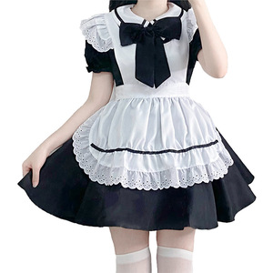 Disfraz de Sirvienta, Cosplay Japonés, Vestido Lolita, Negro y Blanco, Poliéster, Disfraz de Anime para Mujer - Product Image 5
