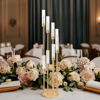 Chandelier en métal doré à 6/7/8 têtes, support de bougies pour allée de mariage, centre de table et événements festifs
