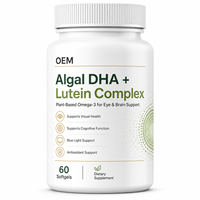 Complément alimentaire en gélules de DHA d'algues avec lutéine, zéaxanthine, vitamine E, oméga 3 végétal pour la nutrition quotidienne du bien-être des yeux et du cerveau