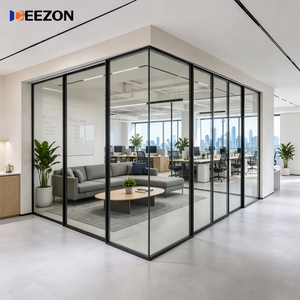DEEZON Série 127 Portes coulissantes sans rail en alliage d'aluminium, cloison en verre sans cadre insonorisée pour bureau moderne et garage - Product Image 1