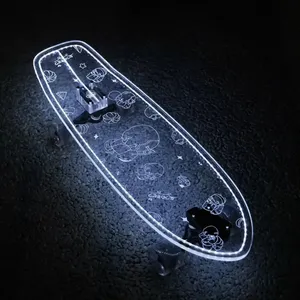 品質保護サーフスケートボード完全な透明アクリルスケートボード