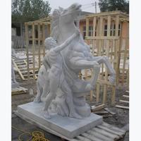 Jardin vivant licorne sauteuse blanche grandeur nature grecque Fenshui 2 debout Reining noir tête de cheval buste sculpture Statues