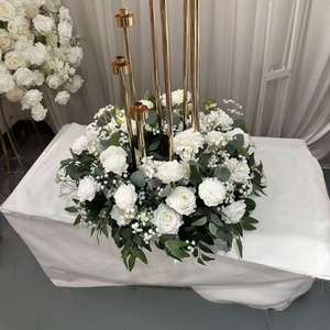 Centro de Mesa de Flores Artificiales Verdes de 60 cm, Marca GreenLife, Artesanía Precisa, para Decoración de Mesa de Boda o Banquete - Product Image 5