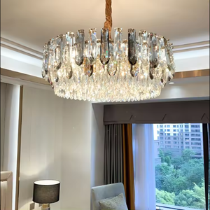 Araña de luces de techo de sala de estar moderna de cristal dorado de lujo de alta calidad - Product Image 4