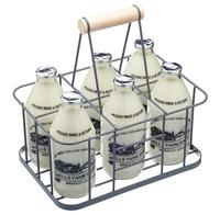 Support de bouteille de vin ou de lait en fil métallique, style artisanal, avec poignée, pour cuisine et maison, ZY