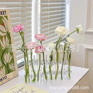 Transparent Test Tube Glass Vase Set Hydroponic Tabletop Flower Arrangement Decor For Home And Gift - Product Image 1