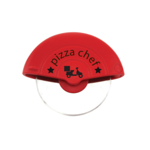 Rueda cortadora de pizza desechable de acero con logotipo personalizable con mango de plástico Material PP de metal Herramienta para pelar pizza en caja de embalaje - Product Image 1