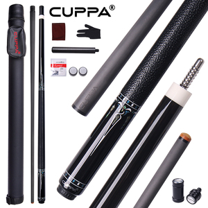 Ensemble de queues de billard CUPPA Premium de haute qualité en fibre de carbone, joint radial, fût à faible déflexion, poignée en cuir, embout de 12,5 mm, billard américain - Product Image 1