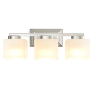 Modern Nordic 3-Light Indoor LED Wall-Mounted Recessed Vanity <strong>Lamp</strong> Frosted Glass <strong>Shades</strong> E26 Bulb Base Dimmable <strong>Bathroom</strong> Lighting - Product Image 1