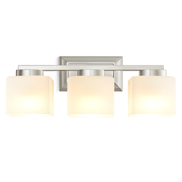 Modern Nordic 3-Light Indoor LED Wall-Mounted Recessed Vanity Lamp Frosted Glass Shades E26 Bulb Base Dimmable Bathroom Lighting
