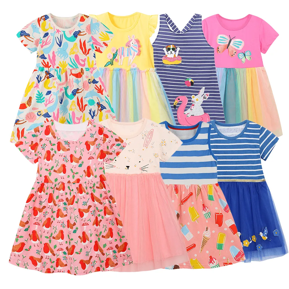 High quality and durable Cotton Clothing Summer Print Floral dress Striped dress Tulle dress
