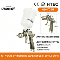 Pistol Semprot Cat Otomatis LVLP ROKO H-902 Profesional 1.3/1.8mm Nozzle Aluminium Gravity Feed OEM CE
