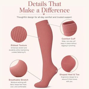 Chaussettes <span class=keywords><strong>de</strong></span> compression graduée personnalisées 15-20 mmHg 20-30 mmHg – Meilleur soutien pour infirmières, course à pied, randonnée – Chaussettes <span class=keywords><strong>de</strong></span> compression pour femmes - Product Image 2