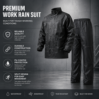Ensemble uniforme de travail en fibre de polyester imperméable, coupe-vent et antibactérien à col montant, avec poignets ajustables et ourlet à cordon de serrage pour la logistique