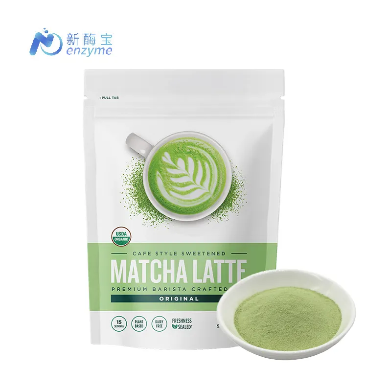 Novenzyme toptan özelleştirmek konserve/torbalı organik Matcha Latte tozu anında Matcha Latte Mix tozu YEŞİL ÇAY içecek