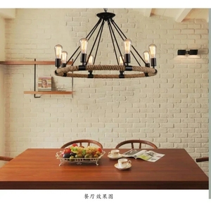 <span class=keywords><strong>Lampe</strong></span> de <span class=keywords><strong>plafond</strong></span> en fer et corde de chanvre, style industriel rétro américain, personnalisée, pour bar, boutique de vêtements, café - Product Image 3