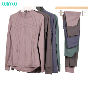 Ensemble de Sport Actif <span class=keywords><strong>Femme</strong></span> : <span class=keywords><strong>Veste</strong></span> de Fitness à Fermeture Éclair et Leggings Blancs Moulants pour Yoga et Course - Product Image 1