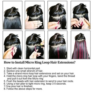 Micro Loop <strong>Hair</strong> Extensions Human <strong>Hair</strong> Soft <strong>Glue</strong> With Micro Loop Line Straight Natural <strong>Hair</strong> Micro Link HairPieces - Product Image 5