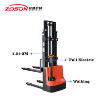 Chariot élévateur à palettes électrique Everlift 1/1,5/2 tonnes, 2,5 m, longueur de fourche 1100 mm, déplaceur latéral électrique, alimentation manuelle/par batterie