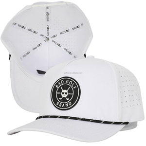 OEM Custom 5 Panel Rubber PVC Patch Logo Baseball Cap <b>Waterproof</b> Laser Cut Hole Perforated Golf Gorras Polyester Golf Rope <b>Hat</b> - Product Image 2