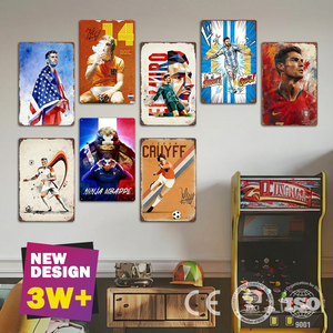 Plaque en fer blanc vintage rétro Champion du Monde de Football, avec impression par sublimation UV personnalisée, pour décoration murale sur le thème du football, cadeau ou affiche pour pub - Product Image 2
