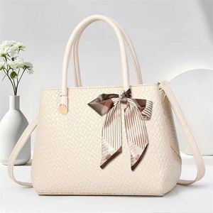 Simple Plain Color PU Crossbody Bag Lady's Purse Durable Leather Handbags With Scarf - Product Image 4