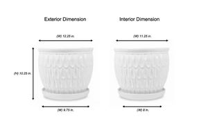 Vasi in Ceramica con Drenaggio, Fioriera in Ceramica Bianca a Goccia con Sottovaso - Product Image 3