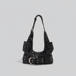 Bolso de mano tipo hobo de lujo en cuero genuino personalizable y moderno para mujer - Product Image 1