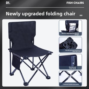 Chaise pliante en métal pour l'extérieur, design carré minimaliste moderne, portable, pour le camping, la pêche, la peinture - Product Image 6