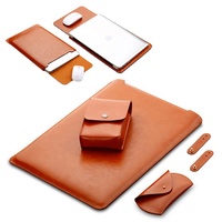 Sac d'ordinateur en cuir imperméable 2 en 1 et tapis de souris avec surface de glisse fluide pour MacBook Air/Pro, housse de protection