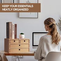 Organizador de Escritorio de Madera Sólida de 3 Niveles, con 4 Cajones, para Documentos, Cartas y Archivos
