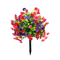 Boules Topiaires Artificielles UV pour l'Extérieur, Violette, Plante avec Spike, Piquet de Jardin, Faux Arbre à Fleurs pour Ferme