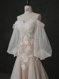 2025 cola de cola pequeñ<span class=keywords><strong>a</strong></span> de novia que cubre los brazos <span class=keywords><strong>para</strong></span> salir vestido de noche de un hombro con temperamento de gasa - Product Image 4