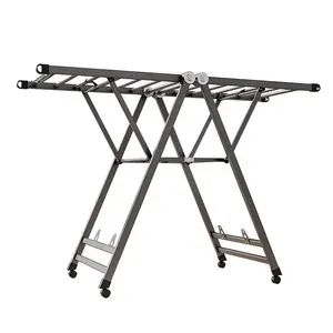 Soporte para secadora, tendedero de ropa, tela plegable de acero inoxidable para interiores y exteriores, estante de aluminio para zapatos, estante para ropa cuadrado de 7 cables