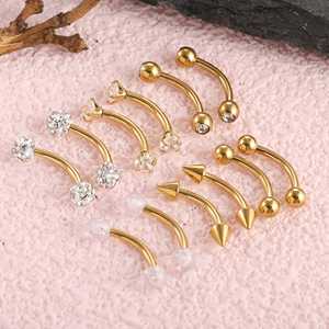 1 Pieza de Piercing de Acero Inoxidable para Ceja o <span class=keywords><strong>Labio</strong></span>, 8mm, Regalo de Boda, Chapado <span class=keywords><strong>en</strong></span> Oro, para Daith, Cartílago, Tragus, Concha - Product Image 6