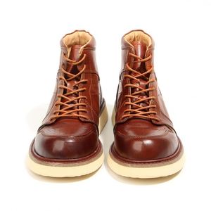 Fall Winter Customized Men's Brown <b>Ankle</b> CHUKKA Boots with Anti-Slip Features Height Increasing Laced Leather Made Cow Leather - Product Image 4