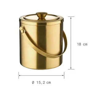 กําหนดเอง 2L ผนังคู่สแตนเลสเงินทองชุบเบียร์ถังน้ําแข็งไวน์พร้อมฝาปิดและแหนบ