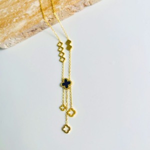 שרשרת תליון עם תליון בצורת תלתן ארבעה עלים מצופה זהב, נירוסטה, עם שרשרת חוליות, טרנד חדש לשנת 2025 - Product Image 4