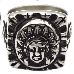 Vintage <strong>Antique</strong> Silver Egyptian Pharaoh Rectangle <strong>Signet</strong> <strong>Ring</strong> Fine Carving Stainless Steel Cluster <strong>Rings</strong> - Product Image 1