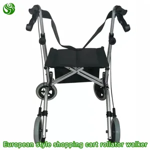 Juyi 4 bánh xe có thể điều chỉnh nhôm đi bộ khung di động rollator Walker cho người lớn đi bộ AIDS