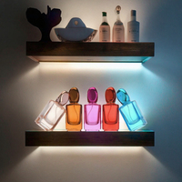 Flacon de parfum en verre coloré vide avec capuchon en forme de galet pour parfum, cosmétique, cadeau, multicolore, cinq couleurs, logo personnalisé, vente en gros