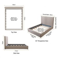 Cadre de lit réglable Queen Size moderne 100% lin doux avec housse amovible, pieds en chêne massif, lattes, assemblage simple, vente en gros