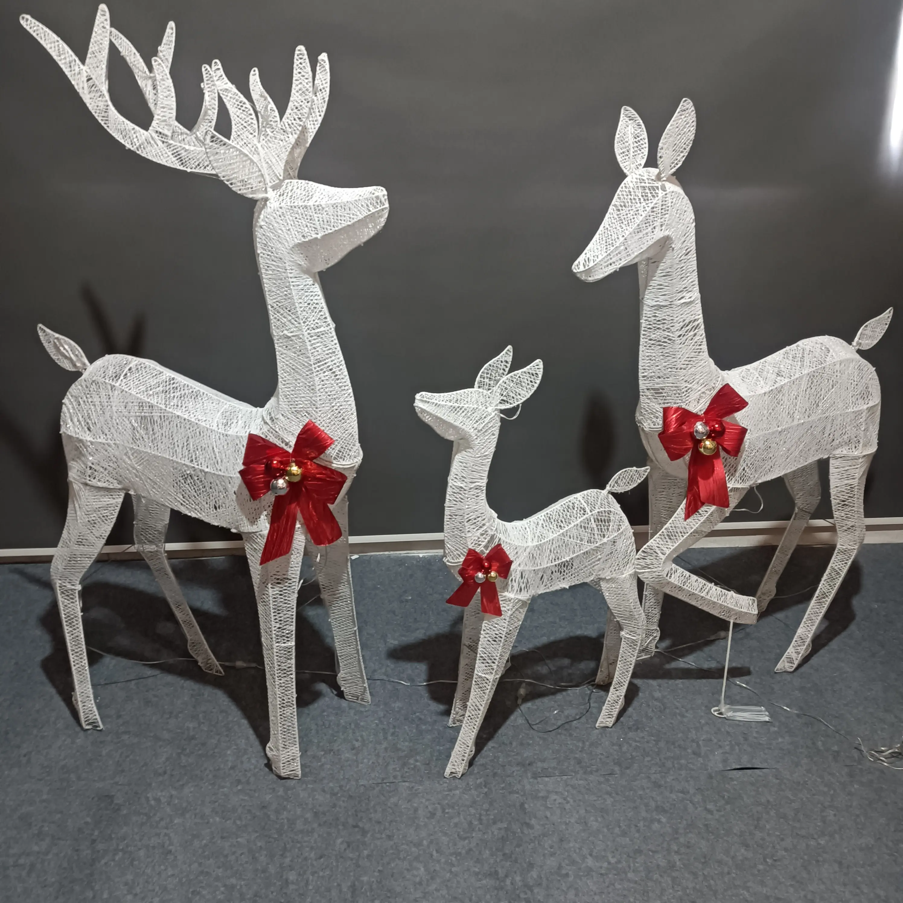 Lumières 3D à thème de renne Décoration de rue Elk de Noël Lumières LED Lumières de renne lumineuses en métal
